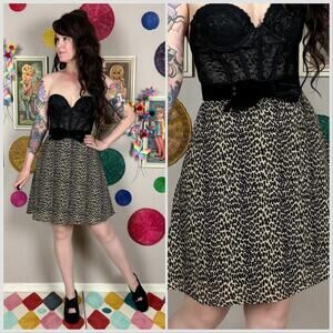 Vintage 1980s High Waist Animal Print Chiffon Mini Skater Skirt